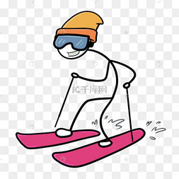滑雪简笔画火柴人图片