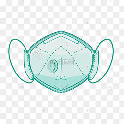 绿色n95型医用防护口罩正面