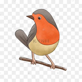 卡通红襟鸟可爱剪贴画知更鸟