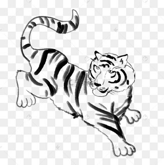 黑白线描老虎虎年