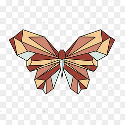 红白配色翅膀立体几何蝴蝶