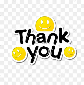 谢谢你可爱字体贴纸黄色笑脸