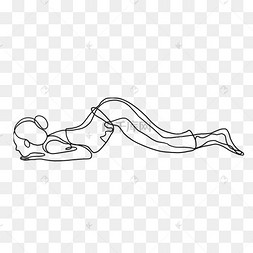 趴着的抽象线条画瑜伽姿势