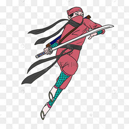 卡通日本传统蒙面忍者