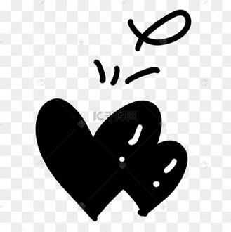 创意黑白单色涂鸦爱心装饰