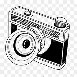 加长镜头黑色图案手绘线稿相机