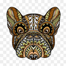 彩色狗狗禅绕画肖像风格抽象画zen