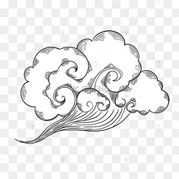 黑白线条太阳云朵