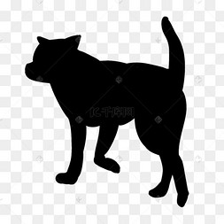 开心奔跑的卡通狗剪影