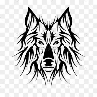 黑色毛发创意狼头装饰艺术狼纹身图