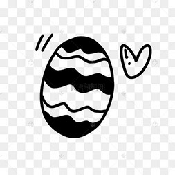 手绘涂鸦线条画黑白复活节彩蛋