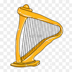 卡通风格橘黄色倾斜竖琴剪贴画