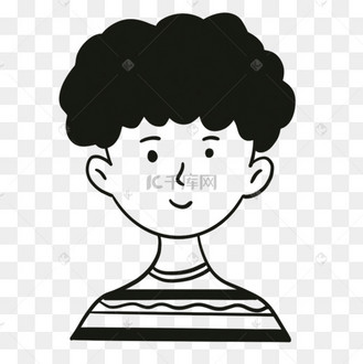 卷发可爱男生无色人物头像