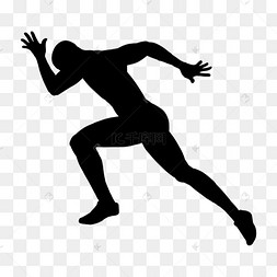 跑步剪影冲刺男生