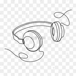 创意细边头戴式耳机线条画