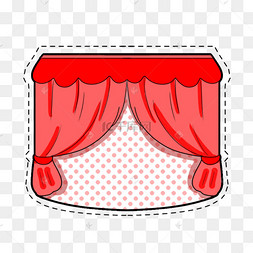 红色圆点幕布卡通波普电影贴纸