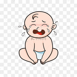 卡通婴儿坐立哭泣