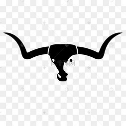 黑白长角牛牛头剪贴画