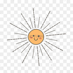 天空放光芒的可爱卡通太阳
