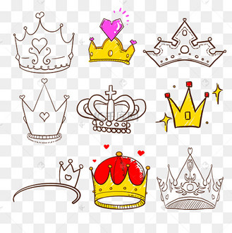 可爱卡通线条画王冠涂鸦