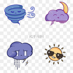 卡通可爱表情阴天天气