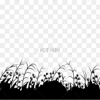 草地剪影黑色小草剪影