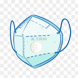 蓝绿色n95型医用防护口罩侧面