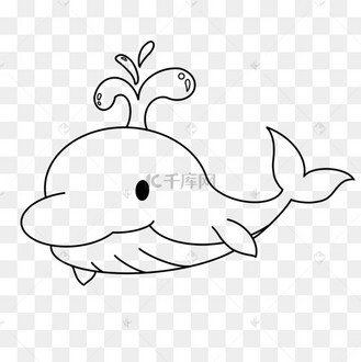 长嘴鲸鱼剪贴画黑白