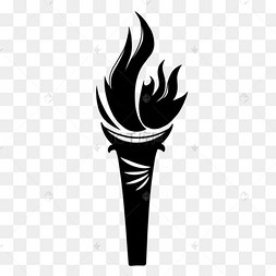 举火把剪影手举火炬的卡通运动员免扣图红色火炬和火焰熊熊燃烧的火炬