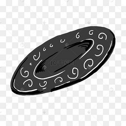 手绘卡通圆盘创意黑白单色涂鸦