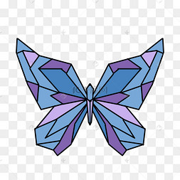 可爱蓝紫色立体几何蝴蝶