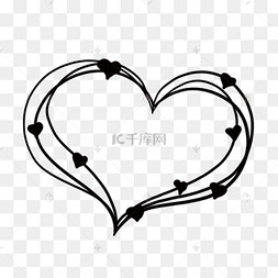 创意线条黑白涂鸦爱心下载 png下载psd黑白涂鸦心形云朵线稿下载 png