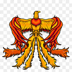 展翅橙色羽毛不死鸟剪贴画