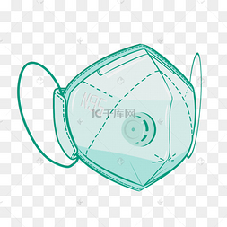 绿色n95型医用防护口罩侧面