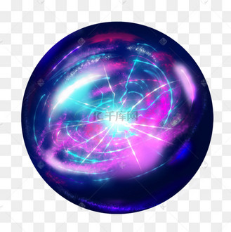紫色星云状蓝色能量电流魔法球