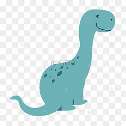 卡通可爱蓝色长尾巴恐龙插画