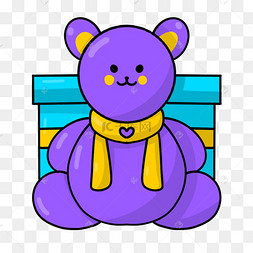 可爱紫色小熊卡通生日剪贴画