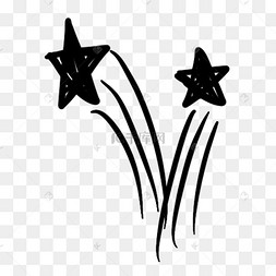 手绘两颗黑色星星涂鸦剪贴画