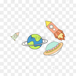 矢量手绘卡通棕色星球素材图片