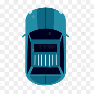 顶部白色条纹深蓝色手绘汽车