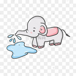 动物喝喝水卡通