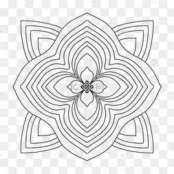 线条简笔画印度花纹黑白万花筒