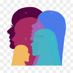 抽象多彩人脸重叠图案