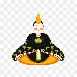 日本女儿节盘坐的黑袍娃娃