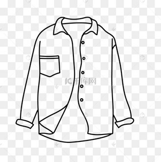 长袖翻领纽扣口袋衬衫剪贴画黑白