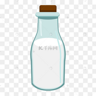 卡通透明玻璃瓶和牛奶