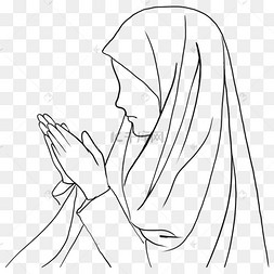 祈祷穆斯林女性线条画