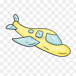 蓝色黄色手绘卡通飞机