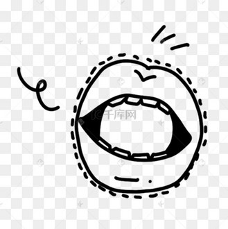 线稿涂鸦吃东西的嘴巴