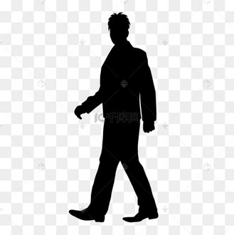 男士黑色剪影侧面角度行走姿势